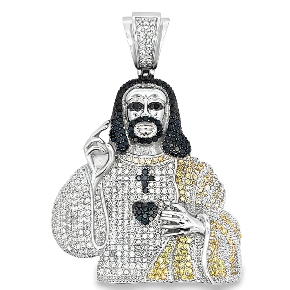 3 Color Jesus Bust #2 CZ Iced Out Pendant HipHopBling