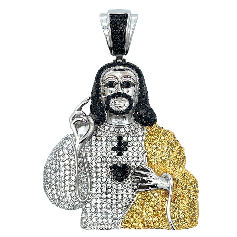 3 Color Jesus Bust CZ Iced Out Pendant HipHopBling