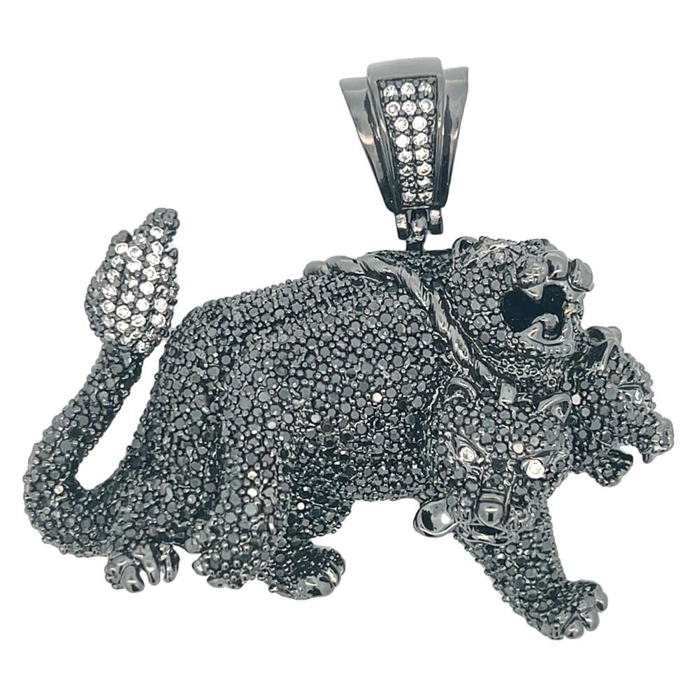 3 Headed Beast Black on Black CZ Iced Out Pendant HipHopBling