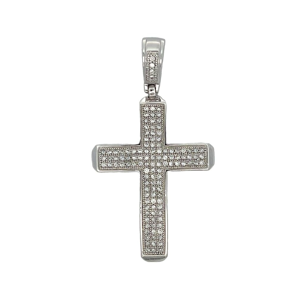 3 Row Cross CZ Iced Out Pendant HipHopBling