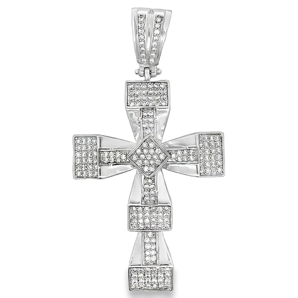 3D Effect Cross CZ Iced Out Pendant HipHopBling