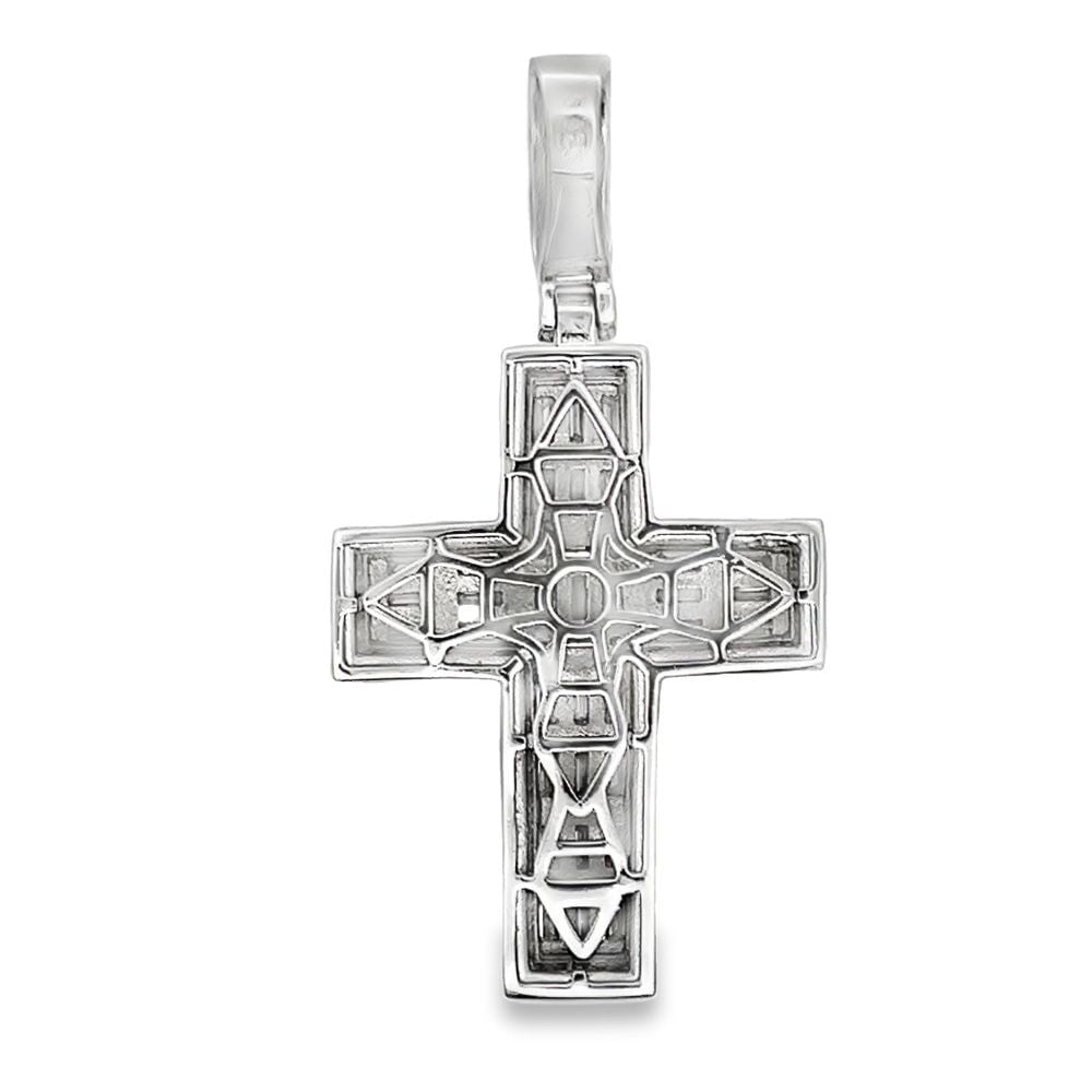 3D Layered Baguette Cross Iced Out Moissanite Pendant .925 Sterling Silver HipHopBling