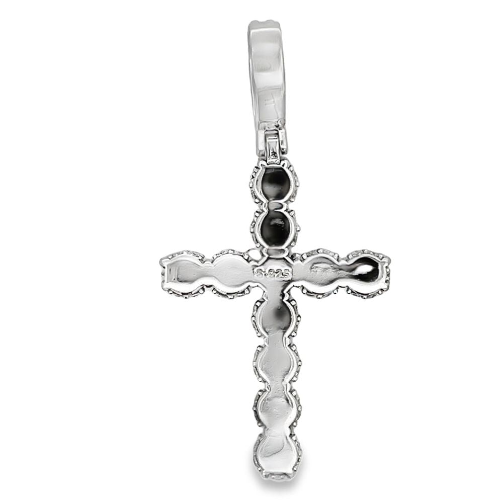 3D Tennis Cross Iced Out Moissanite Pendant .925 Sterling Silver HipHopBling