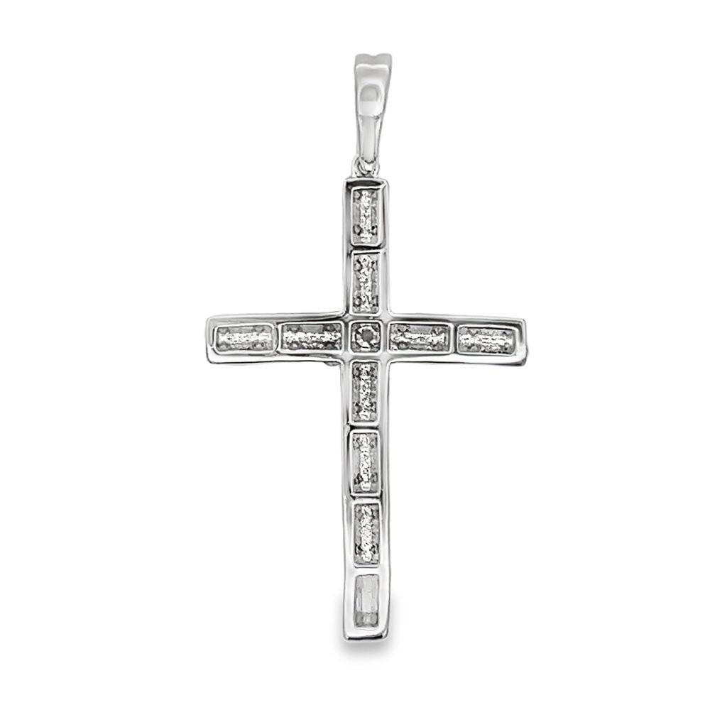 3D Tennis Cross Iced Out Moissanite Pendant .925 Sterling Silver HipHopBling