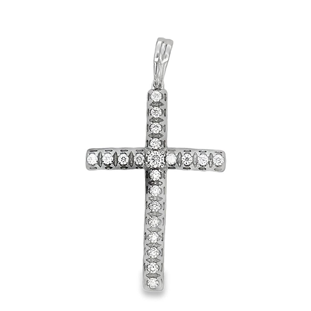 3D Tennis Cross Iced Out Moissanite Pendant .925 Sterling Silver HipHopBling