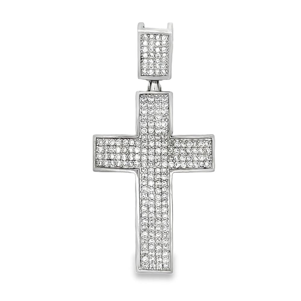 4 Row Cross Bling CZ Iced Out Pendant HipHopBling