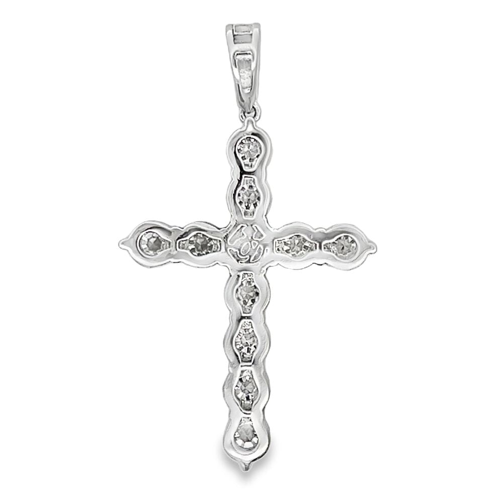 5MM Tennis Cross Iced Out Moissanite Pendant .925 Sterling Silver HipHopBling