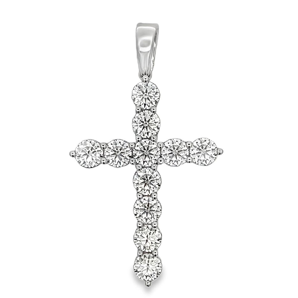 5MM Tennis Cross Iced Out Moissanite Pendant .925 Sterling Silver HipHopBling
