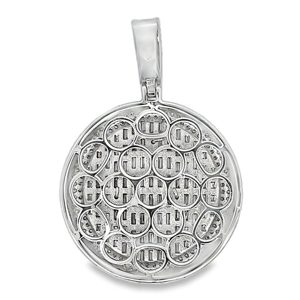 Allah Circle Emerald Cut Iced Out Moissanite Pendant .925 Sterling Silver HipHopBling