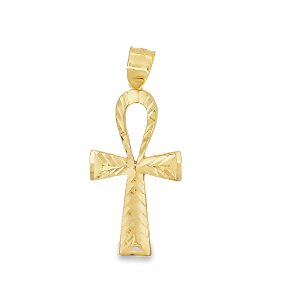 Ankh Cross DC 10K Yellow Gold Pendant HipHopBling