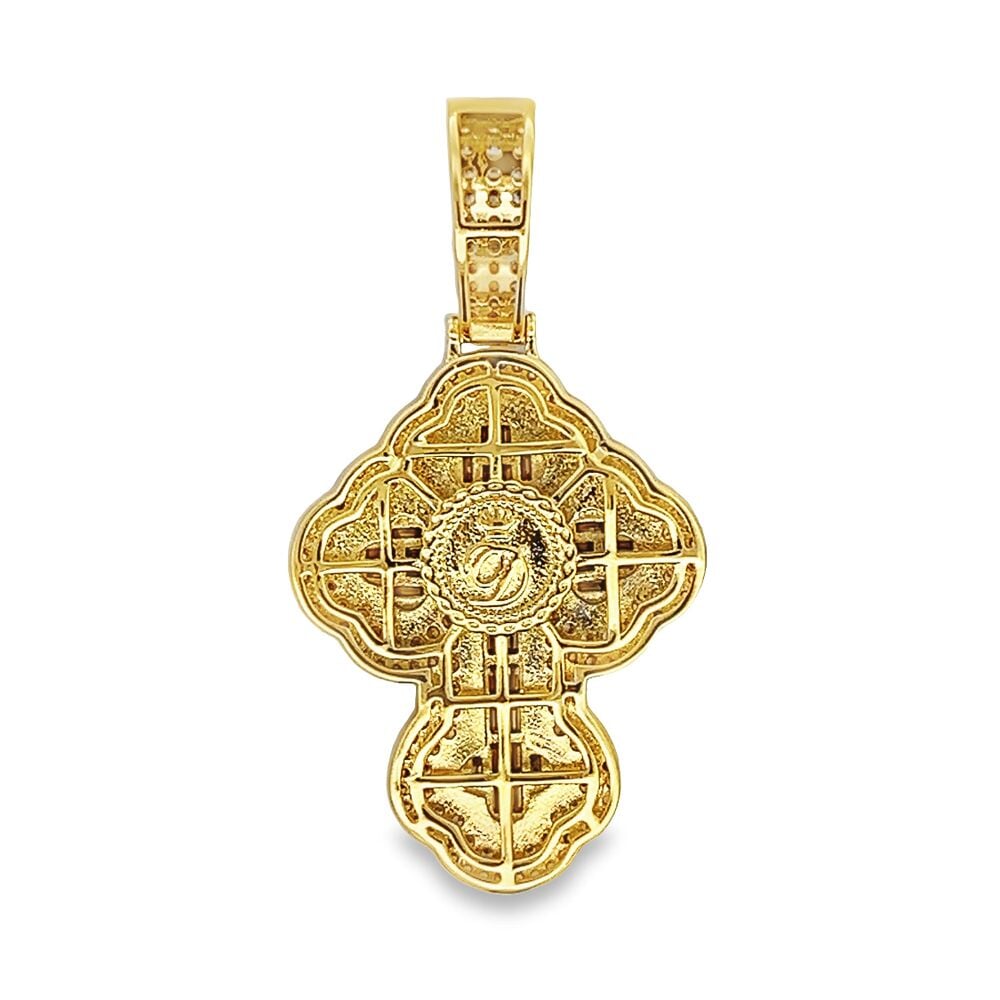 Baguette Clover Cross CZ Hip Hop Iced Out Pendant HipHopBling