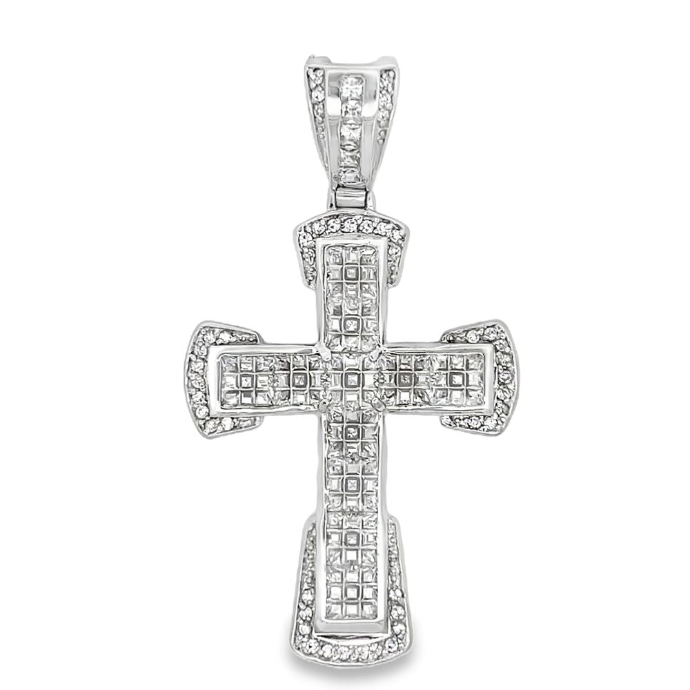 Baguette Millionaire Cross CZ Iced Out Pendant HipHopBling