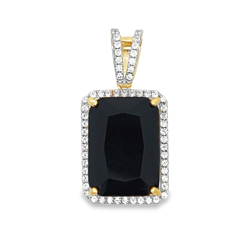 Black Gem CZ Pendant .925 Sterling Silver HipHopBling