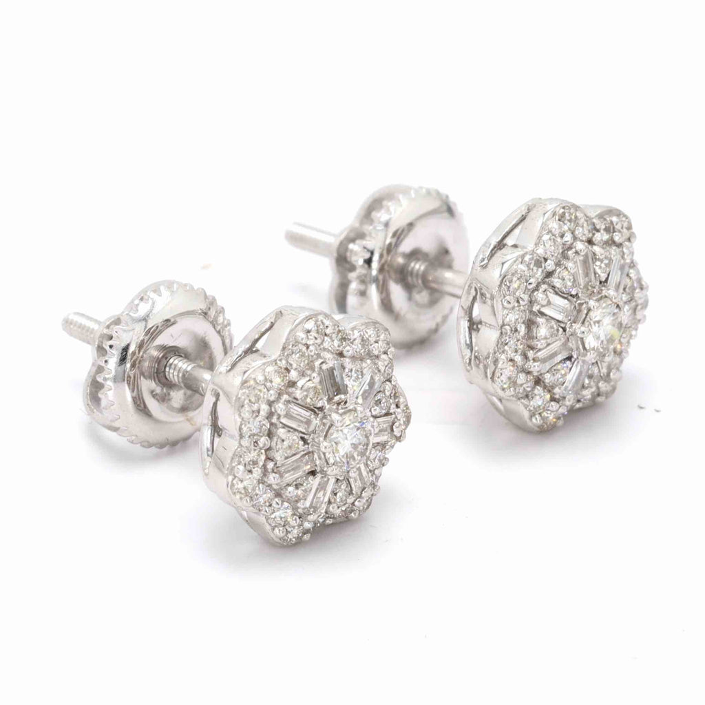 Bubble Baguette Diamond Earrings Solid 14K Gold 14K White Gold 9MM | .46cttw HipHopBling