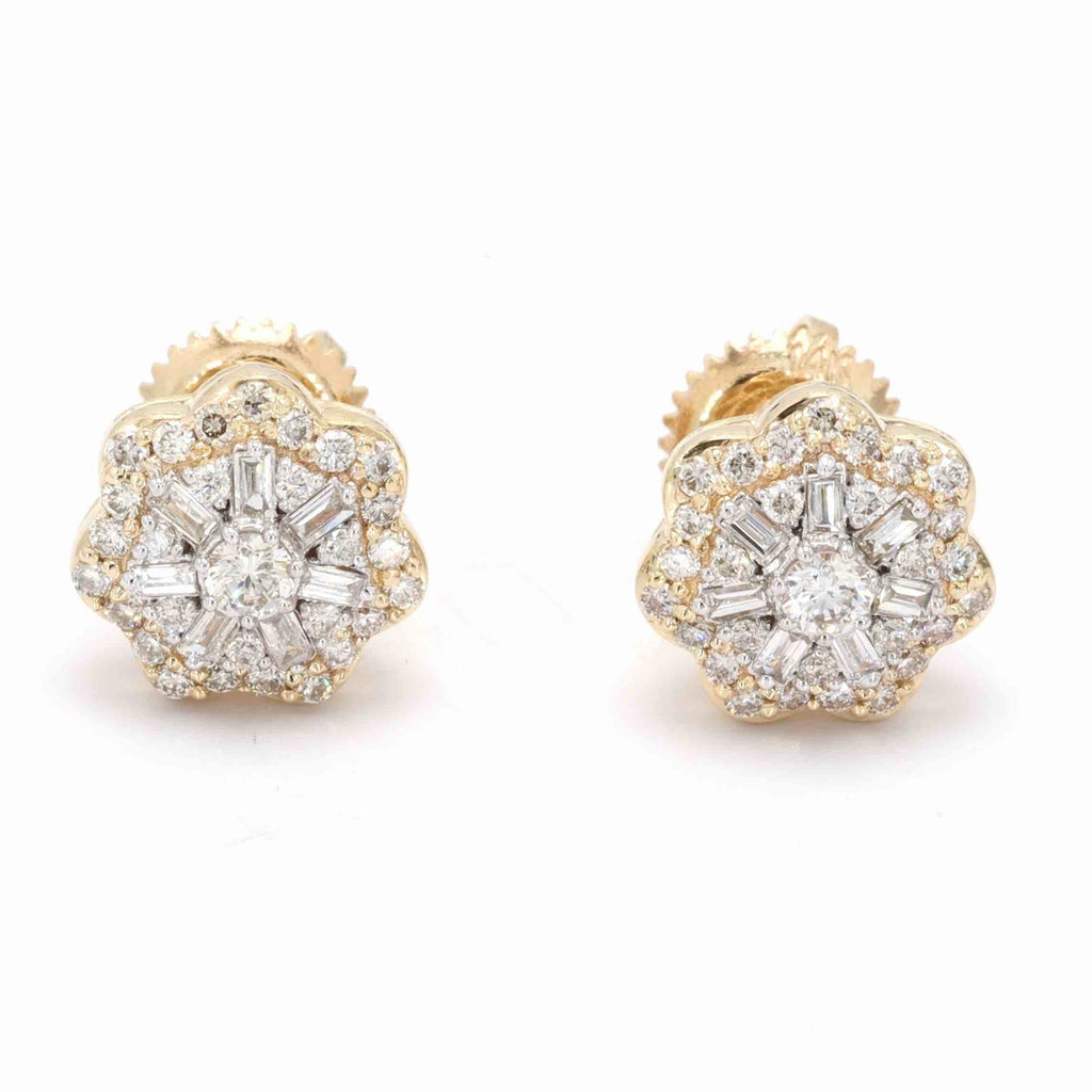 Bubble Baguette Diamond Earrings Solid 14K Gold 14K Yellow Gold 9MM | .46cttw HipHopBling