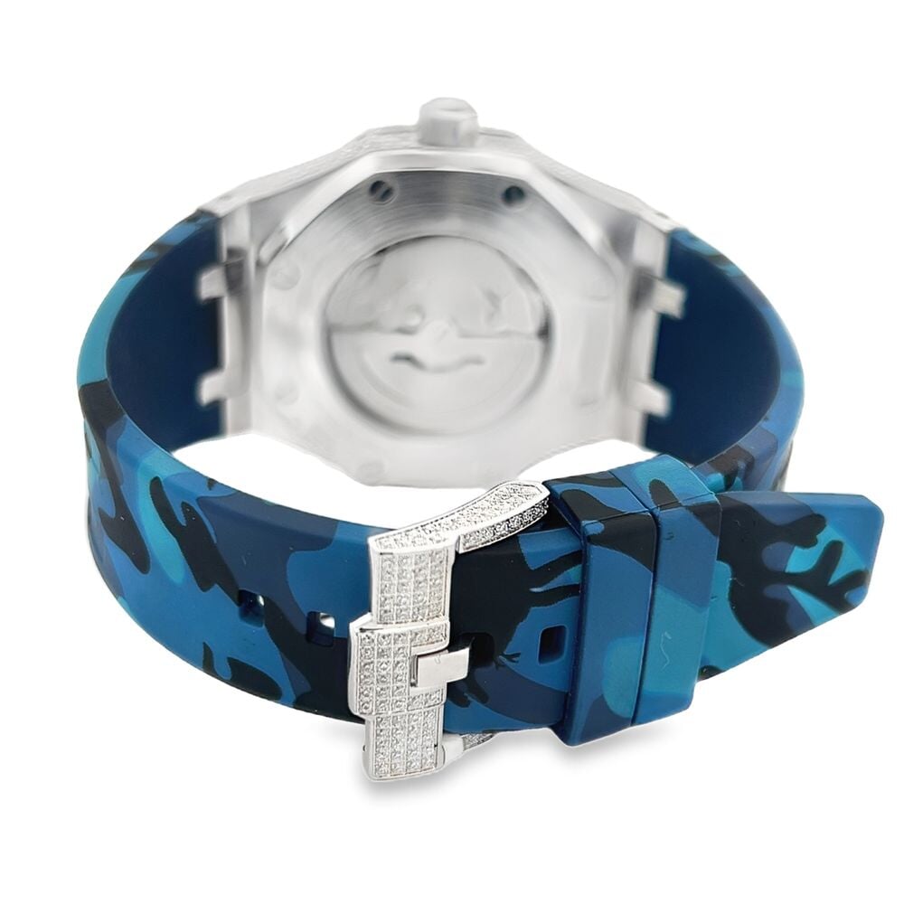 Bust Down Rubber Band Moissanite Steel VVS Iced Out Watch HipHopBling