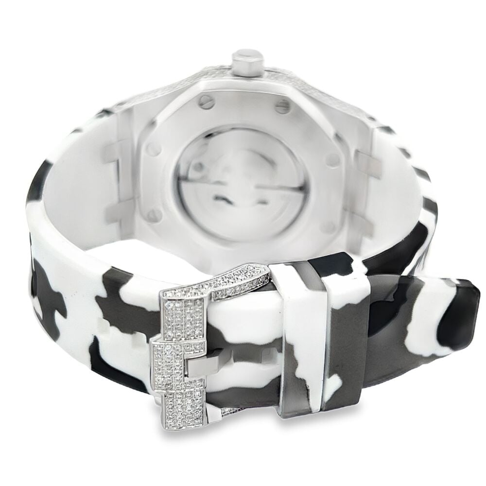 Bust Down Rubber Band Moissanite Steel VVS Iced Out Watch HipHopBling