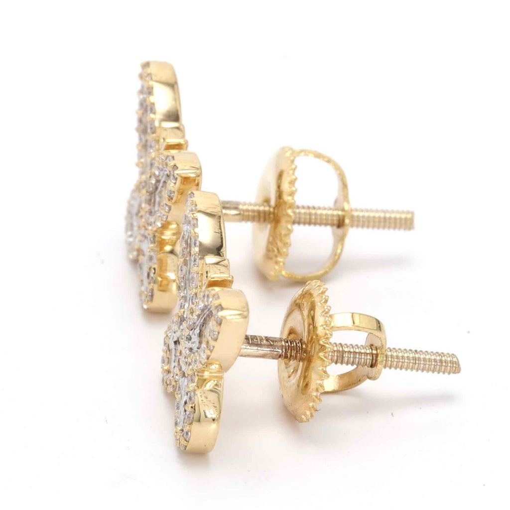 Butterfly Baguette Diamond Earrings Solid 14K Gold HipHopBling