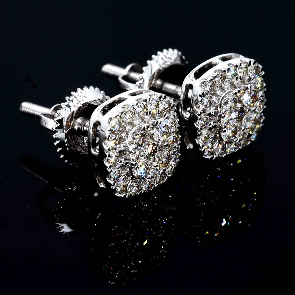 Cluster Cushion Diamond Earrings Solid 14K Gold 14K White Gold 7.5MM | .54cttw HipHopBling