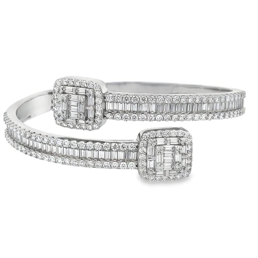 Cluster Tip Baguette Moissanite Iced Out Bangle .925 Sterling Silver HipHopBling