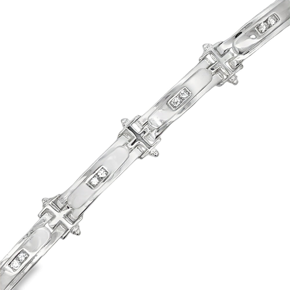 CZ Bar Link Bracelet .925 Sterling Silver HipHopBling