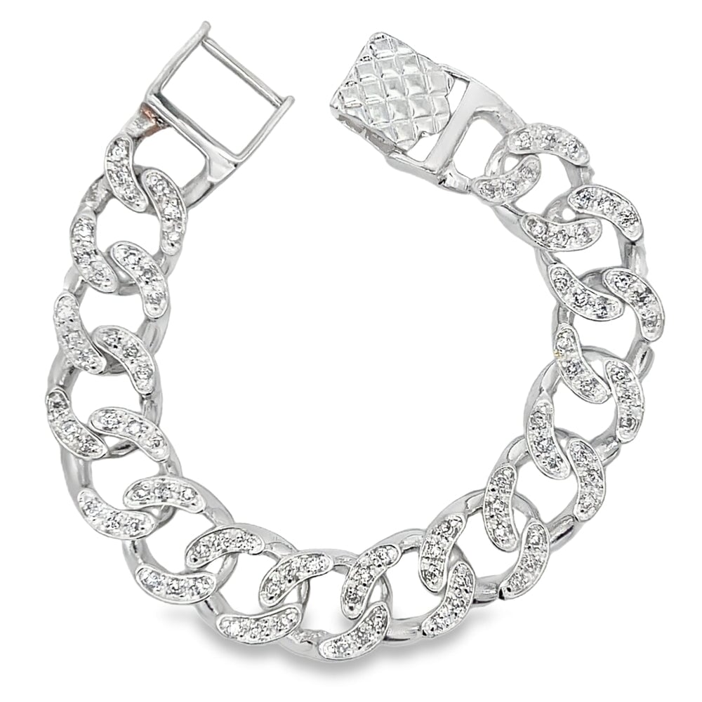 CZ Cuban Link Bracelet .925 Sterling Silver HipHopBling