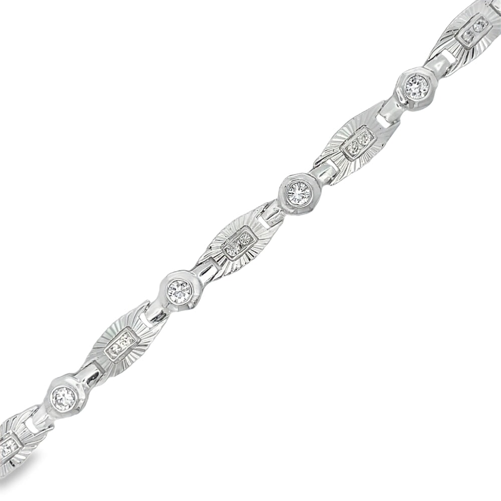 CZ DC Bezel Link Bracelet .925 Sterling Silver HipHopBling