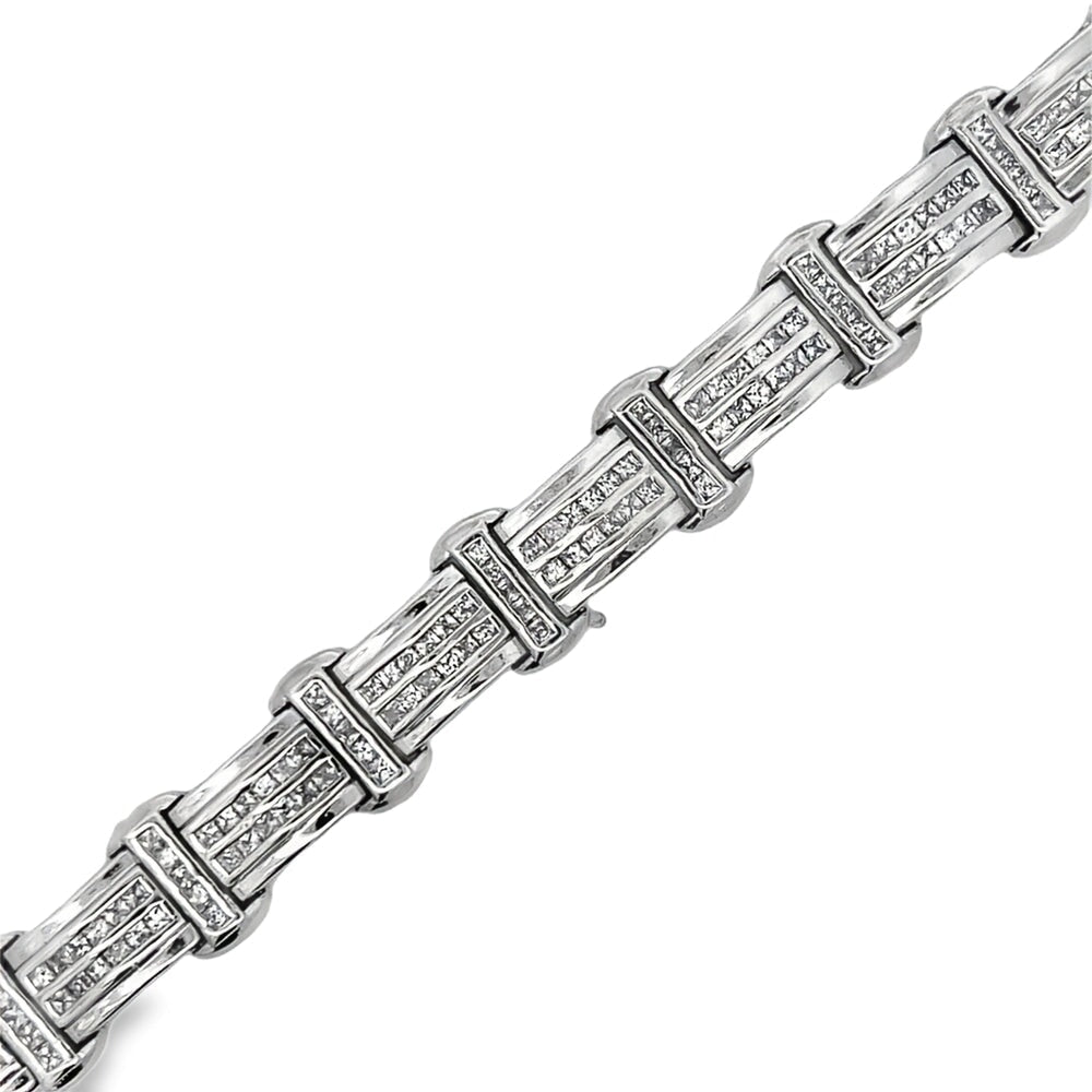 CZ Double Princess Cut Iced Out Bracelet .925 Sterling Silver HipHopBling