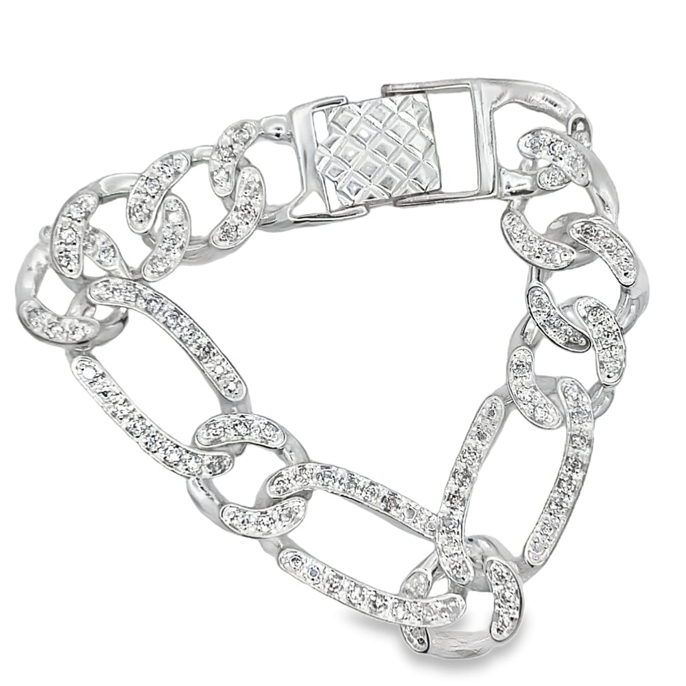 CZ Figaro Iced Out Bracelet .925 Sterling Silver HipHopBling