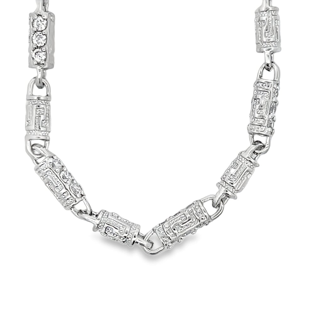 CZ Greek Link Chain .925 Sterling Silver HipHopBling