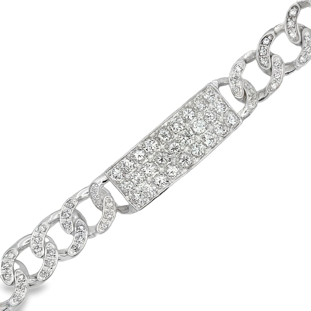 CZ ID Cuban Link Bracelet .925 Sterling Silver HipHopBling