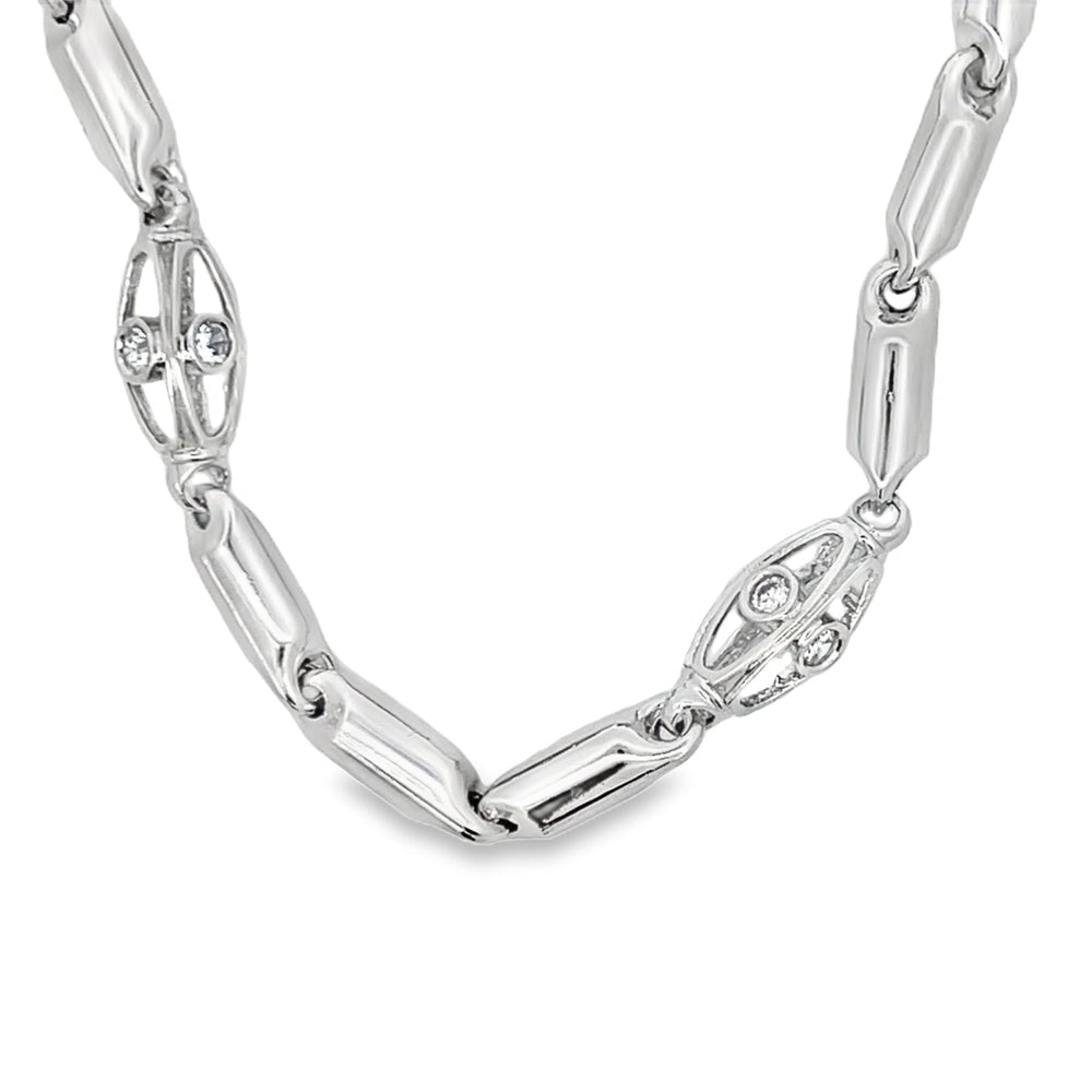 CZ Polished Bullet Link Chain .925 Sterling Silver HipHopBling