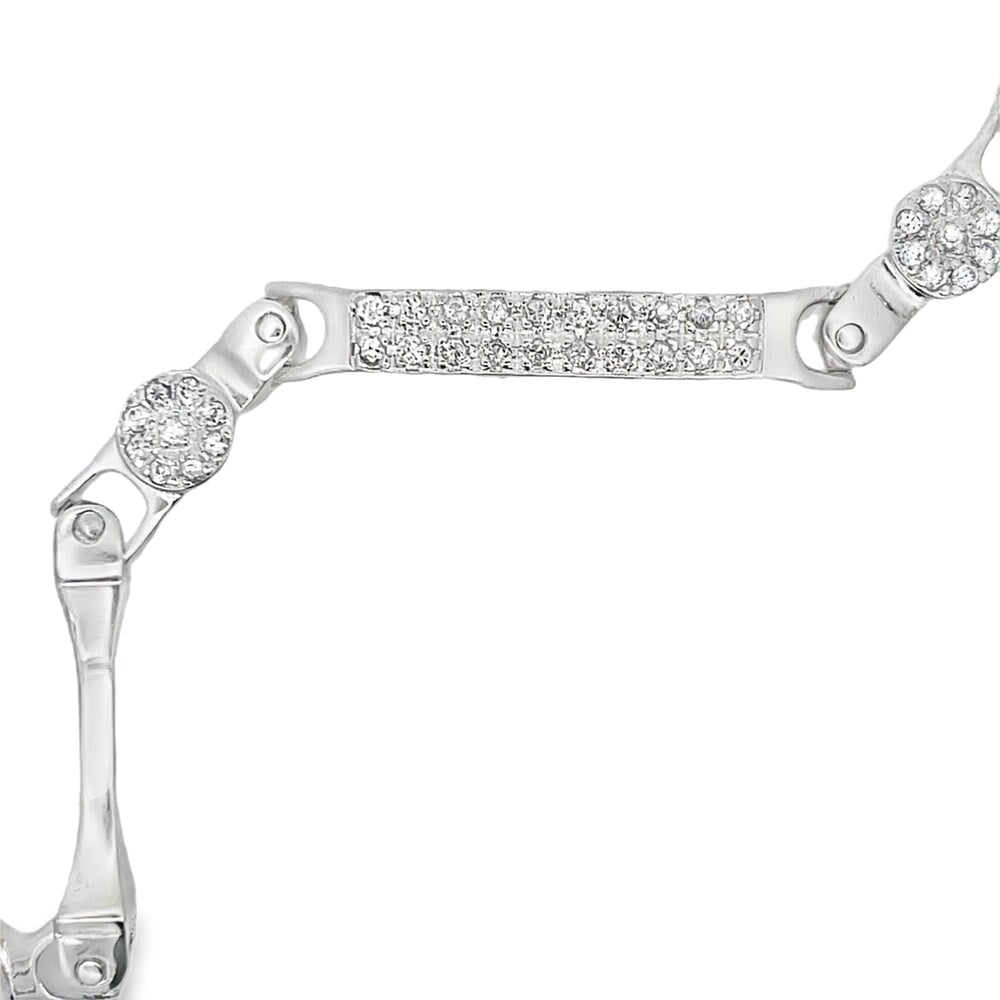 CZ Swivel Link Bracelet .925 Sterling Silver HipHopBling