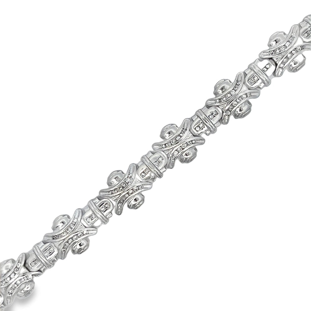 CZ Vintage Link Iced Out Bracelet .925 Sterling Silver HipHopBling