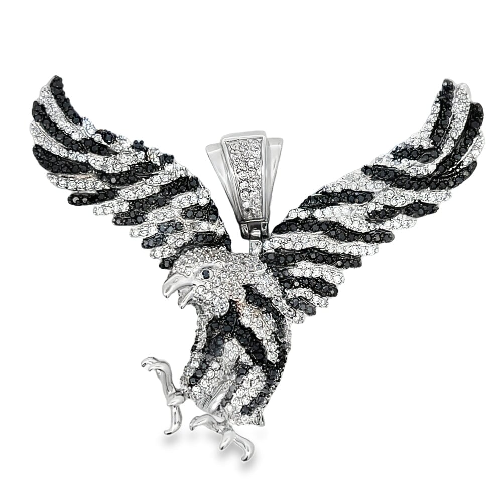 Eagle Black & White CZ Pendant .925 Sterling Silver HipHopBling