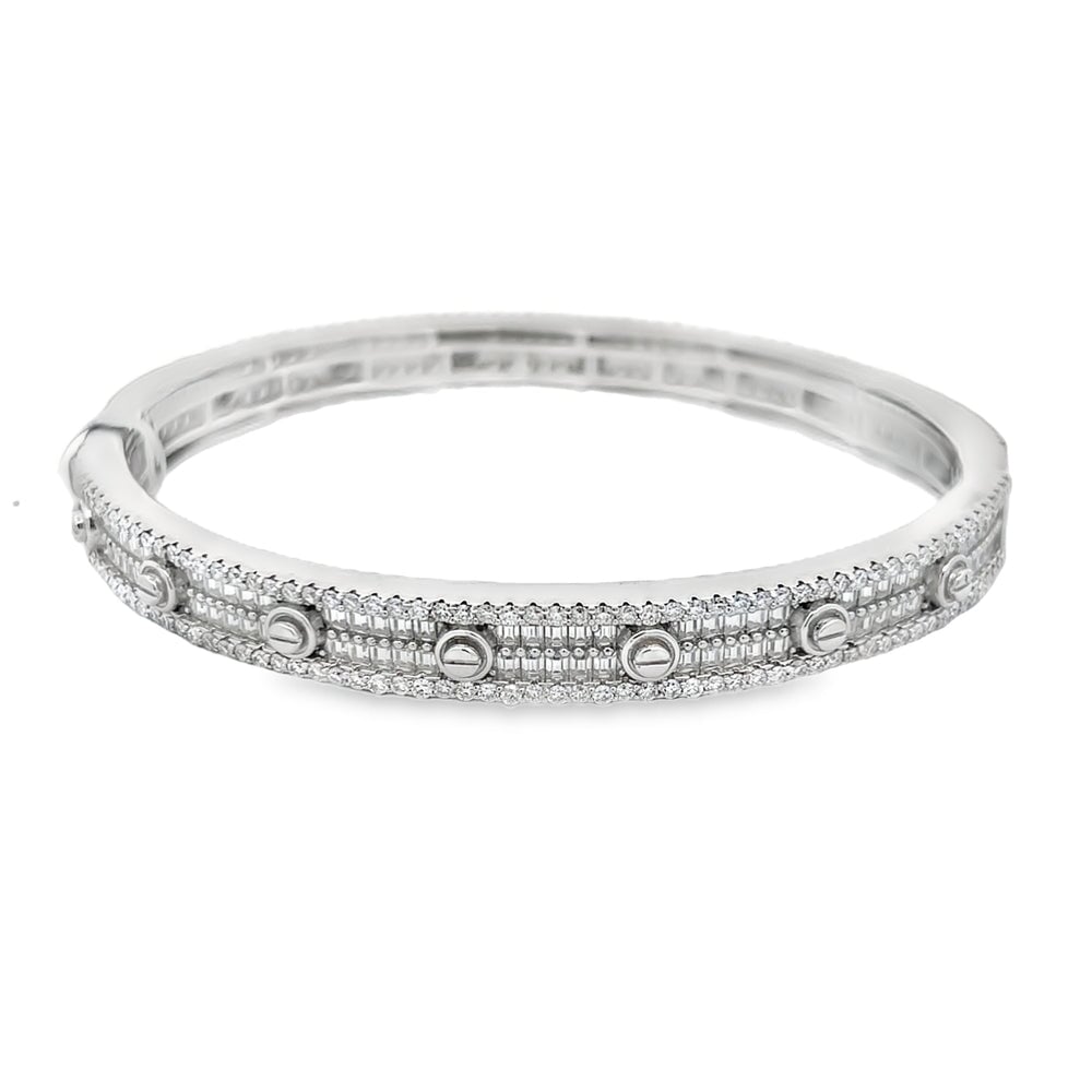 Flathead Baguette Moissanite Iced Out Bangle .925 Sterling Silver HipHopBling