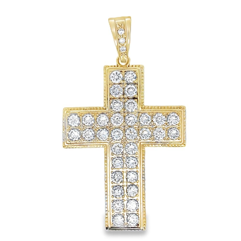 Gold Double Row CZ Iced Out Pendant HipHopBling