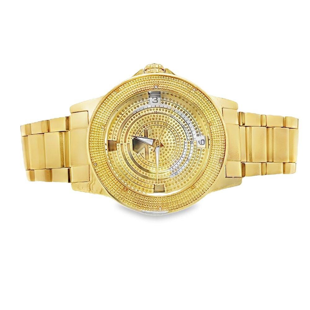 Gold Super Techno .10cttw Real Diamond Watch HipHopBling