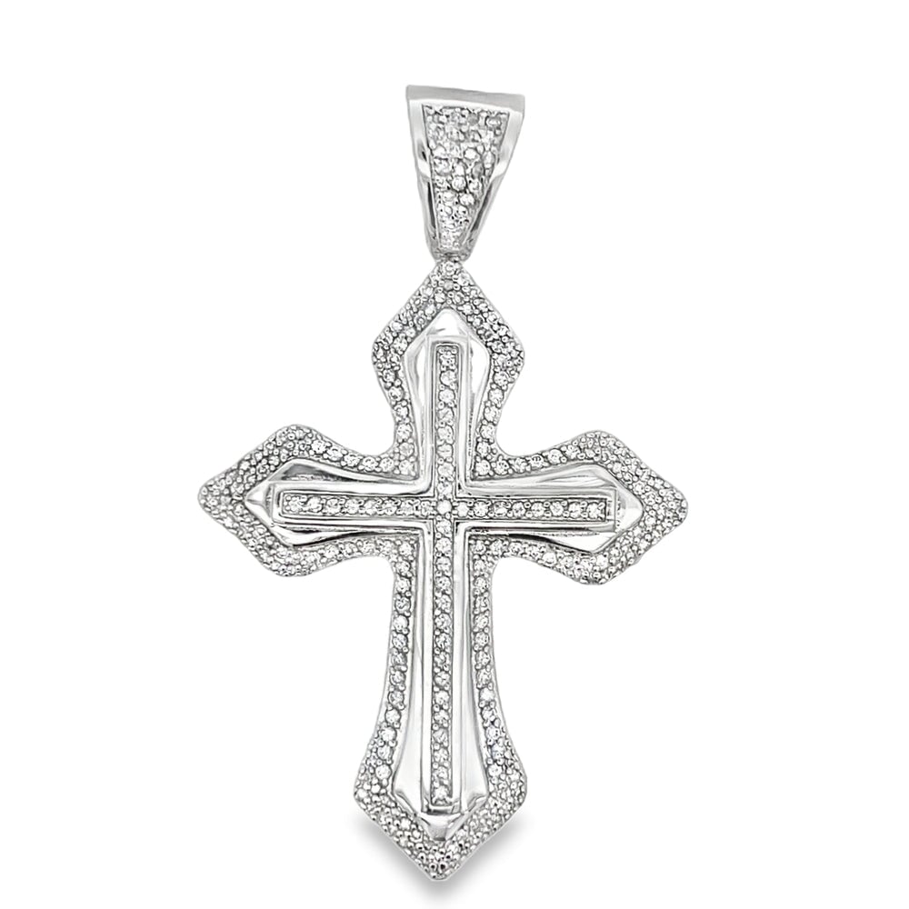 Halo Cross CZ Pendant .925 Sterling Silver HipHopBling