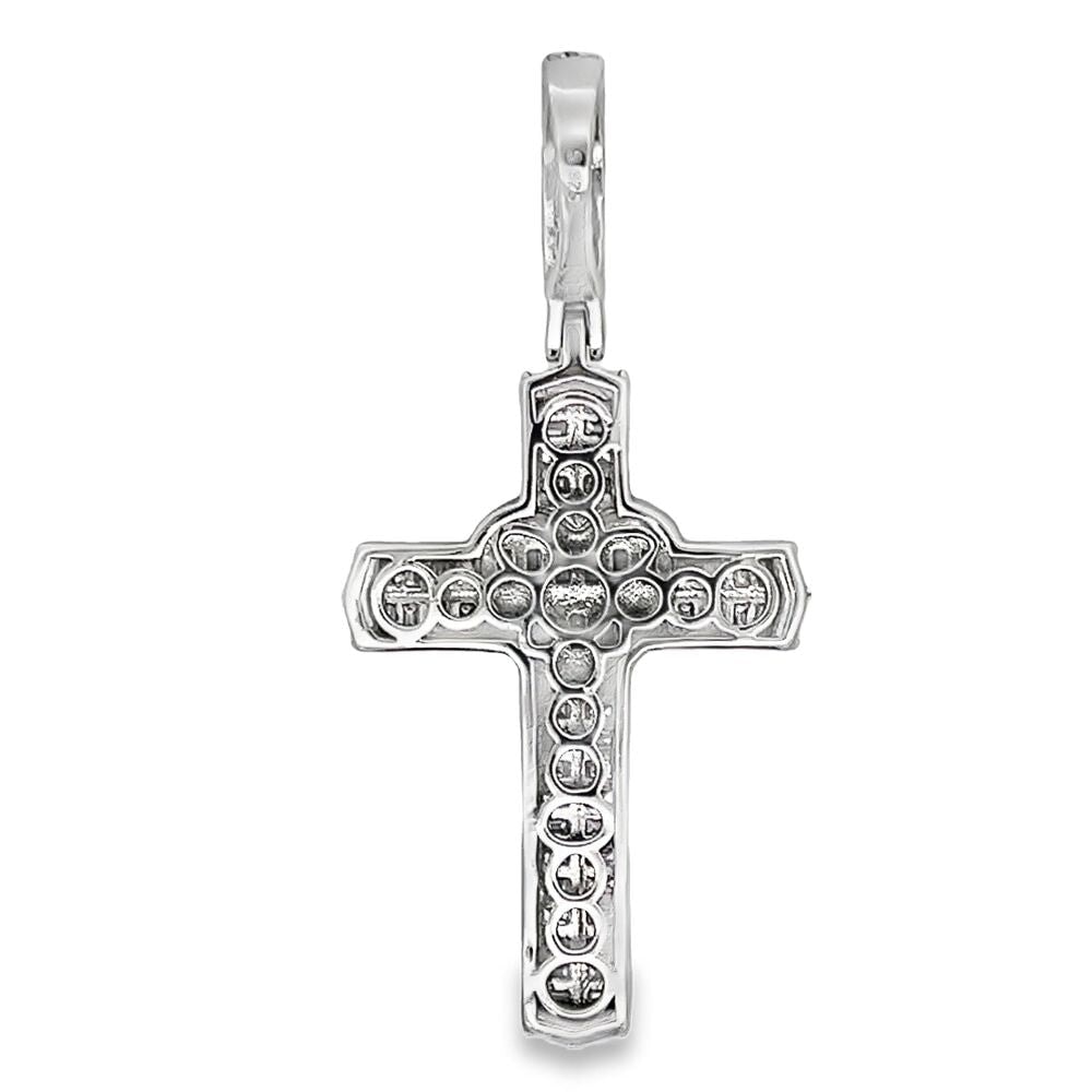 Heart Baguette Cross Iced Out Moissanite Pendant .925 Sterling Silver HipHopBling