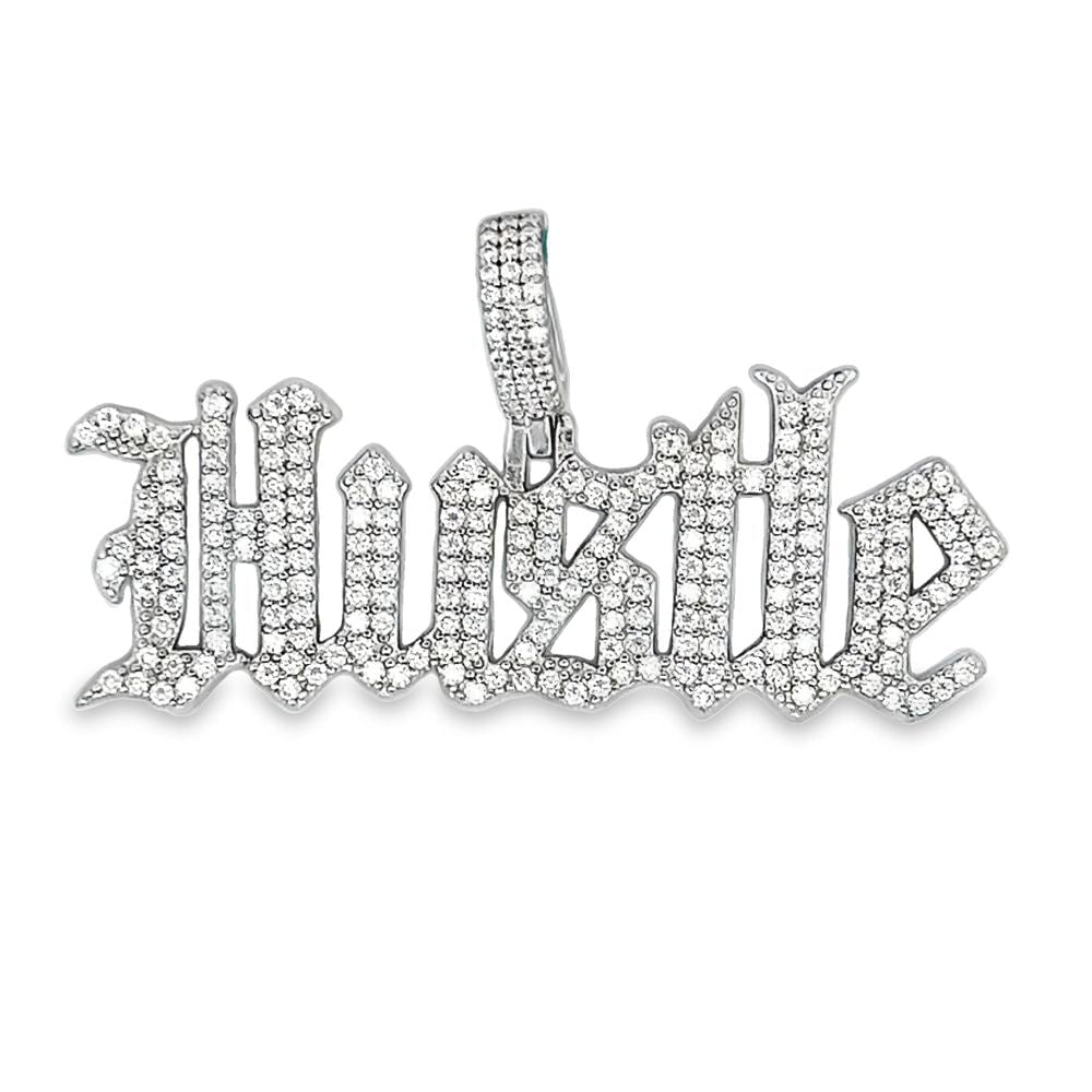 Hustle Iced Out Moissanite Pendant .925 Sterling Silver HipHopBling