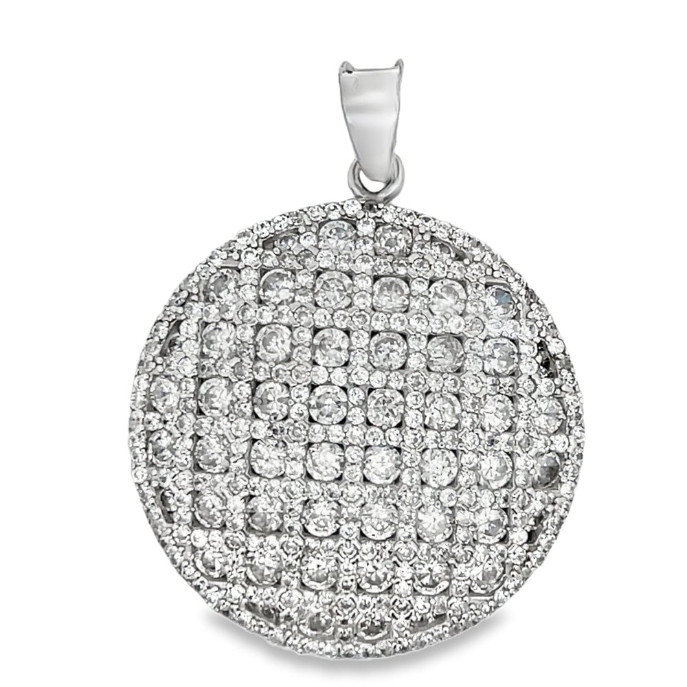 Iced Out Circle CZ Pendant .925 Sterling Silver HipHopBling