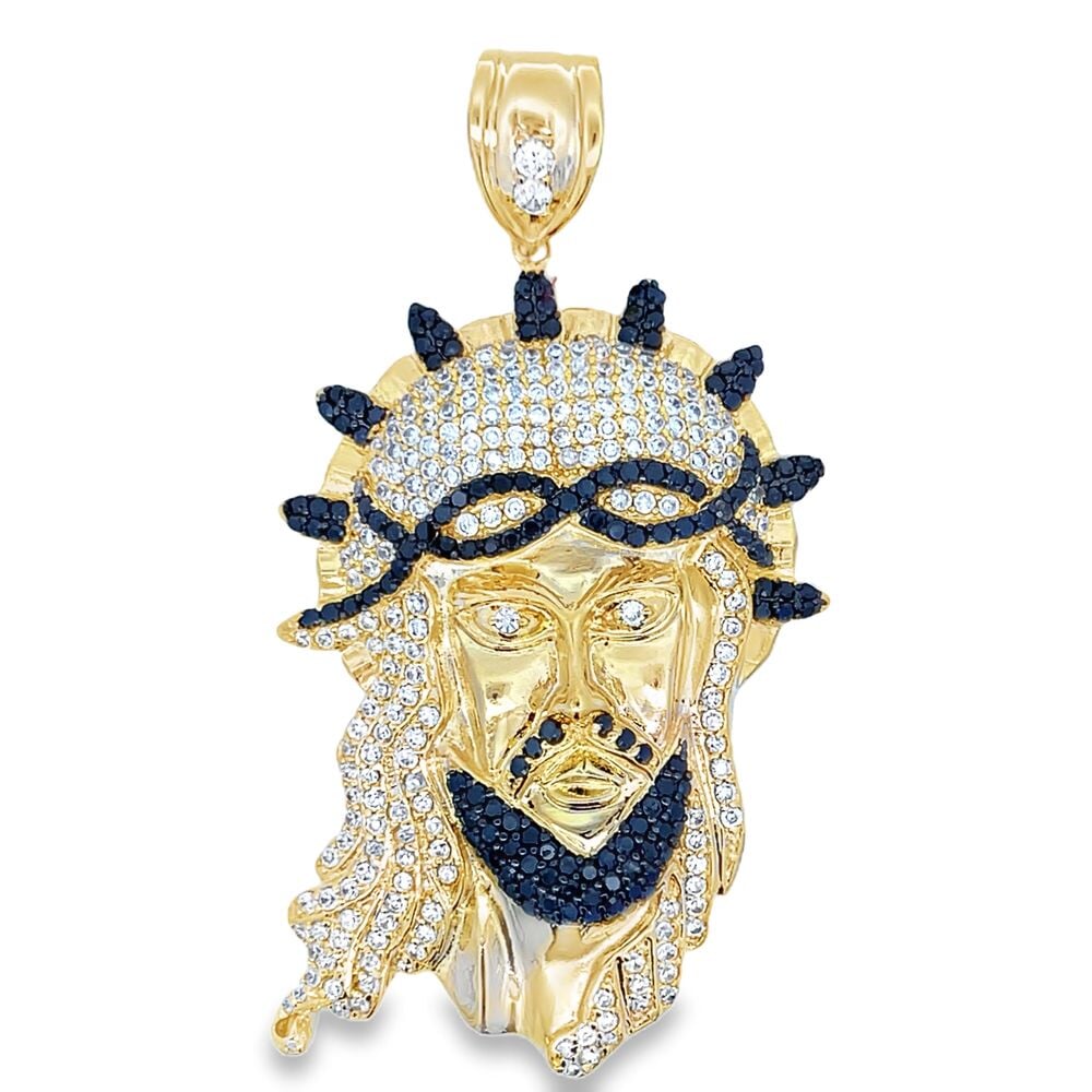 Jesus Halo Crown Gold CZ Iced Out Pendant HipHopBling