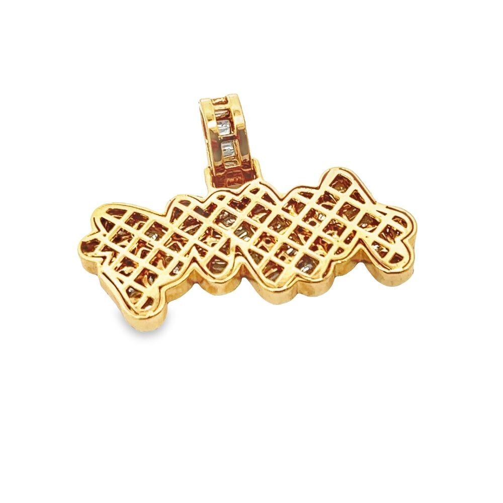 KING Graffiti Diamond Pendant 3.03cttw 10K Yellow Gold HipHopBling