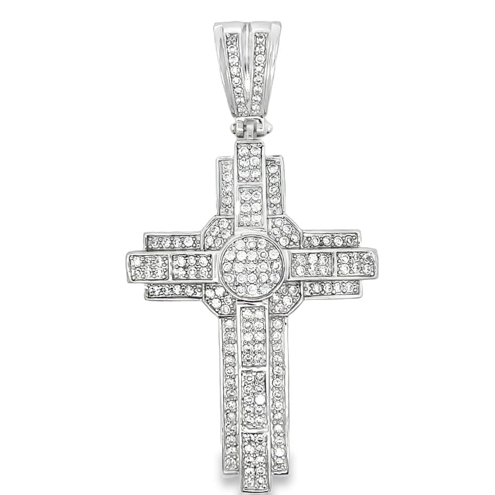 Labyrinth Cross CZ Iced Out Pendant HipHopBling