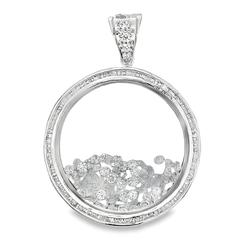 Large Floating CZ Pendant .925 Sterling Silver HipHopBling