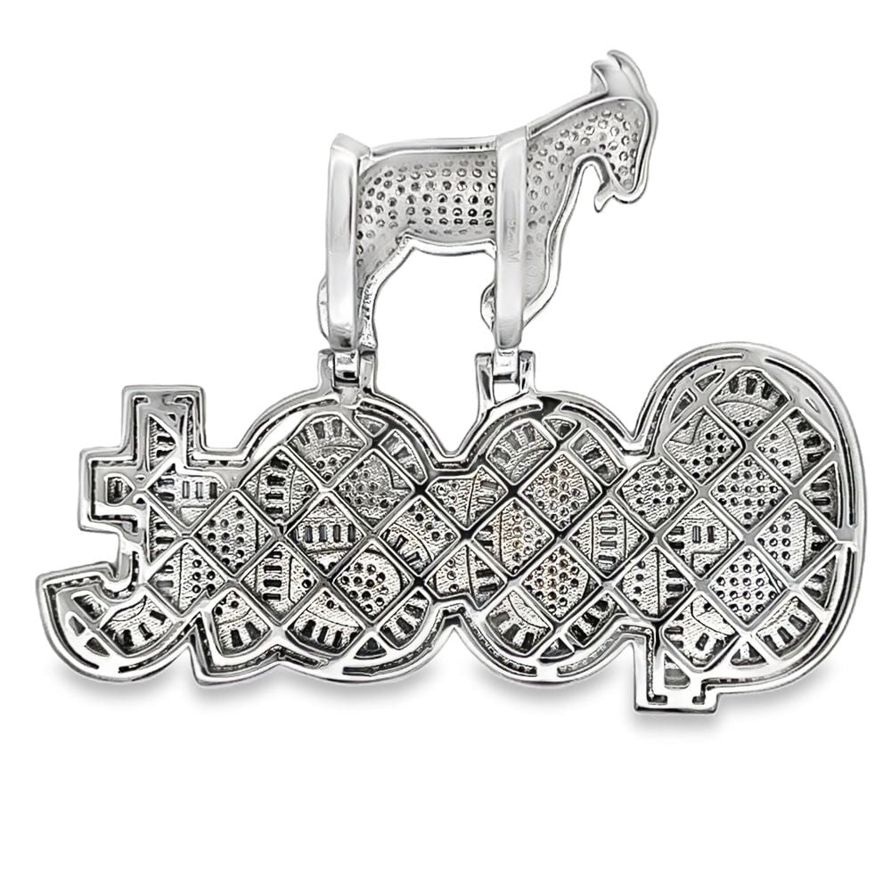 Large Goat Baguette Iced Out Moissanite Pendant .925 Sterling Silver HipHopBling