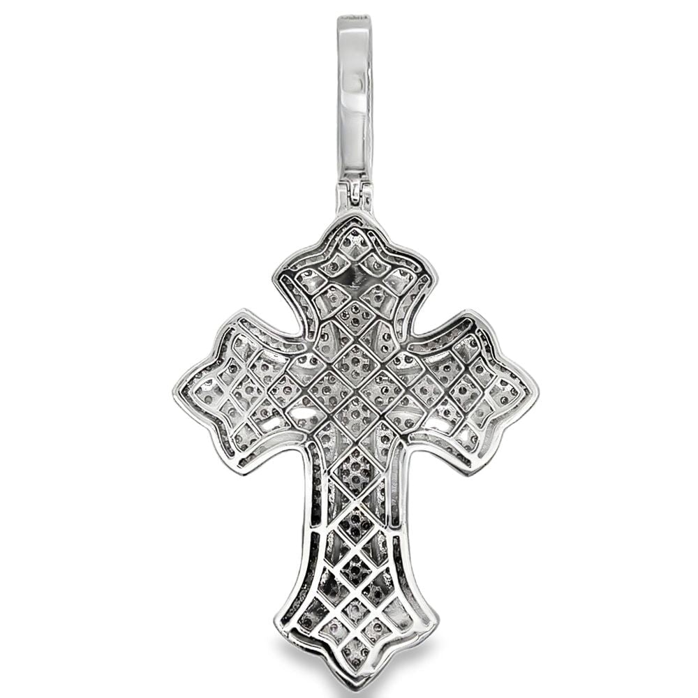 Large Gothic Cross Iced Out Moissanite Pendant .925 Sterling Silver HipHopBling