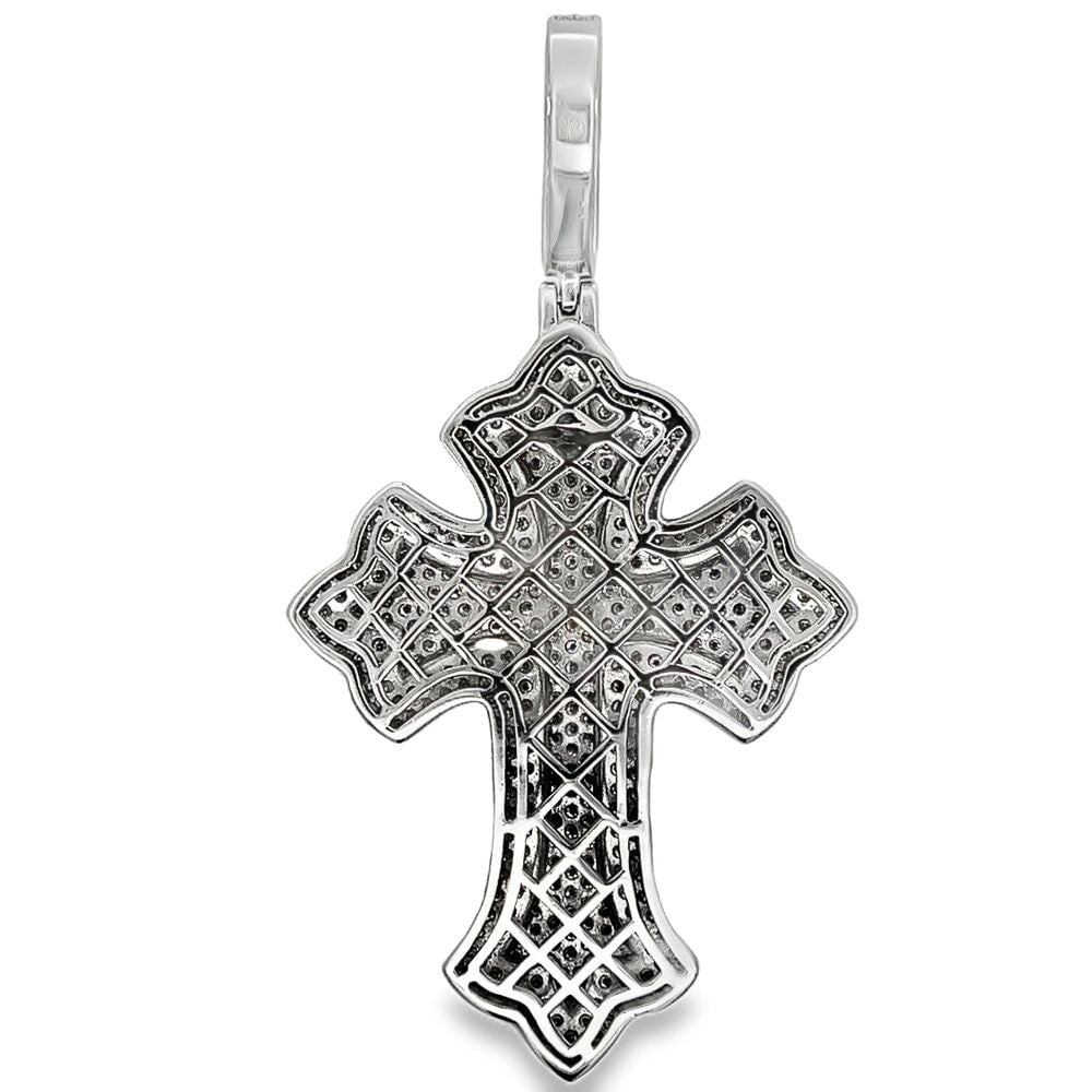 Large Gothic Cross Iced Out Moissanite Pendant .925 Sterling Silver HipHopBling