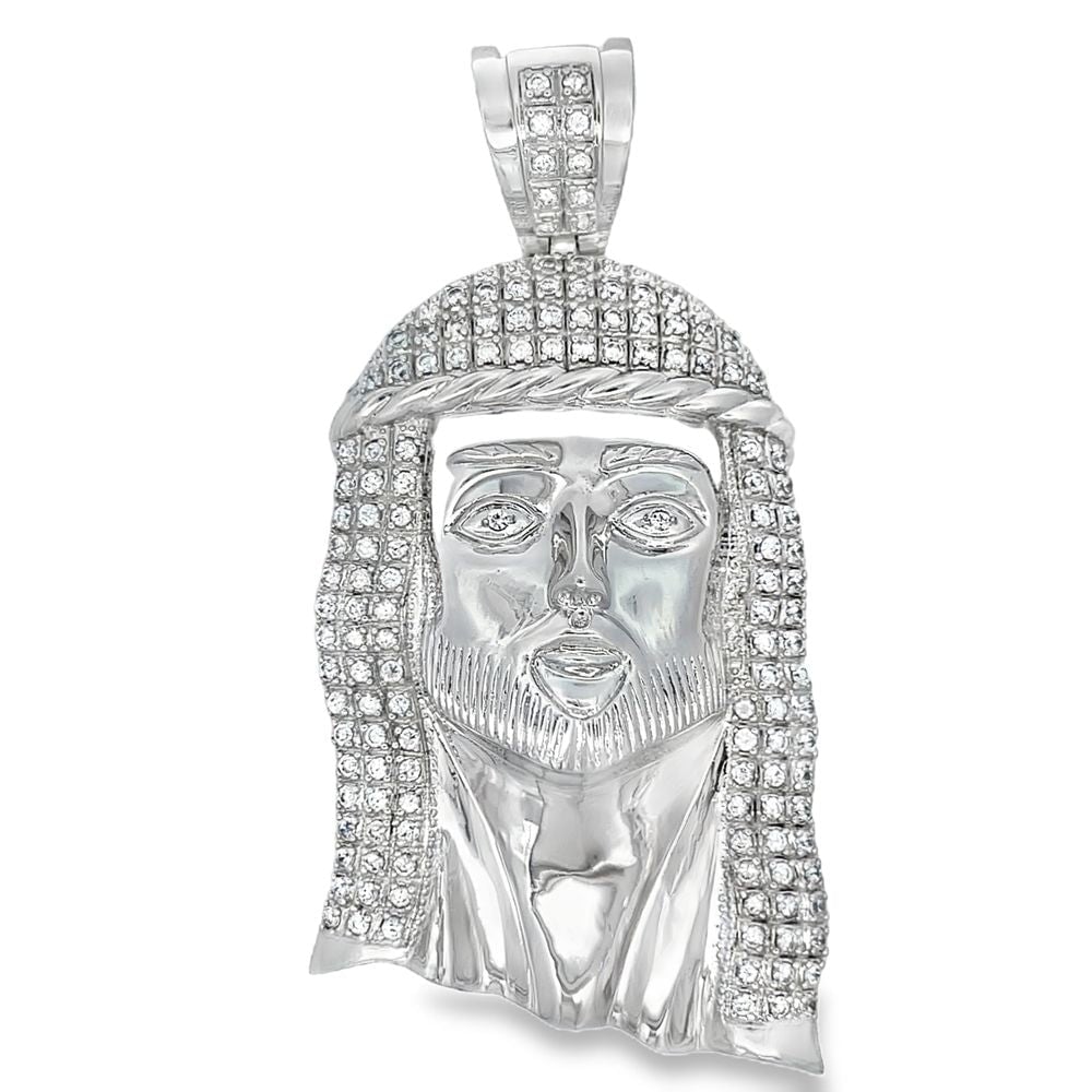 Large Jesus Piece CZ Iced Out Pendant HipHopBling